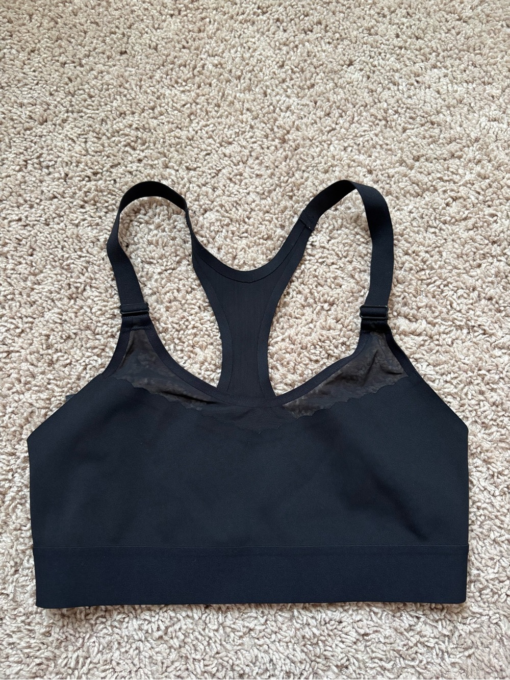 Black Racerback Lace-Trim Sports Bra